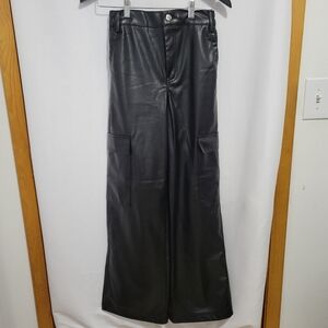 Women's Hunter & Brown Black Faux Leather Cargo Pants, Size M, New with tags